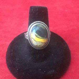 Bumble bee jasper ring in silver size 8